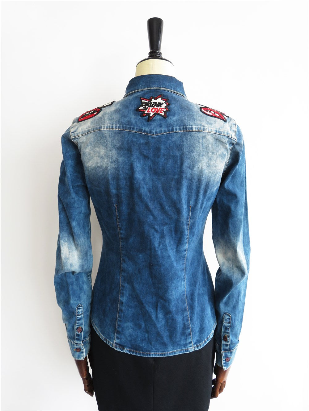 PHILIPP PLEIN リップワッペン ダンガリー シャツ