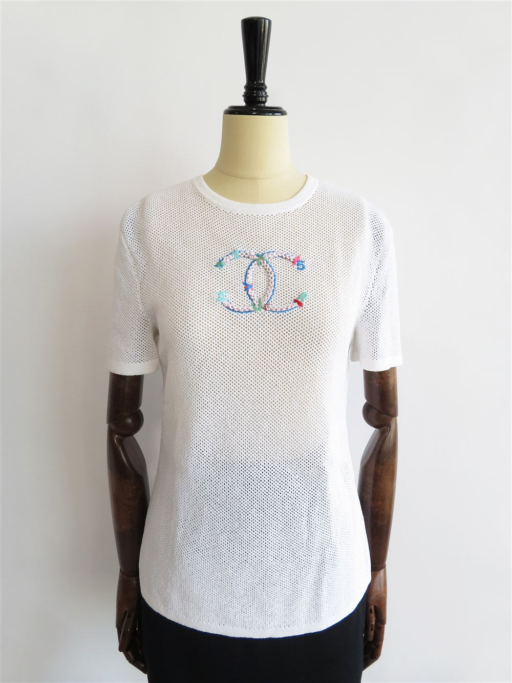 CCマーク 刺繡 メッシュ ニット