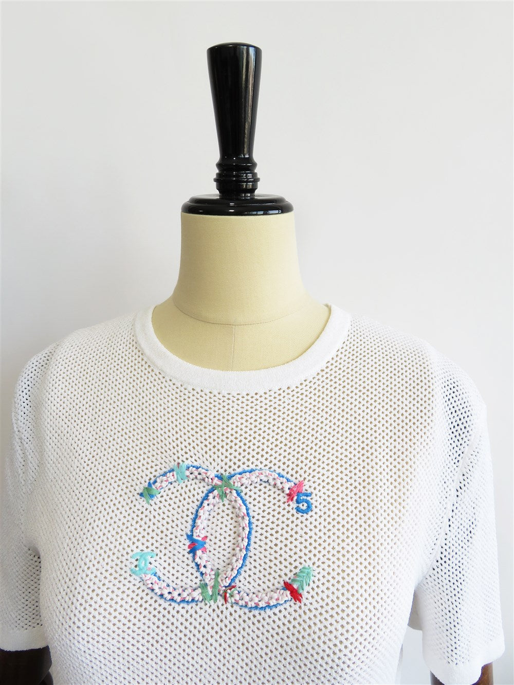 CCマーク 刺繡 メッシュ ニット