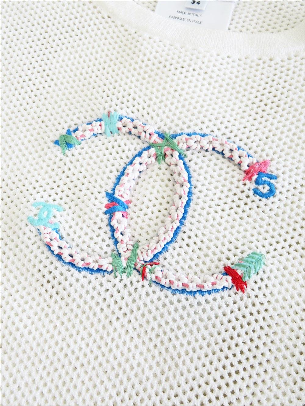 CCマーク 刺繡 メッシュ ニット