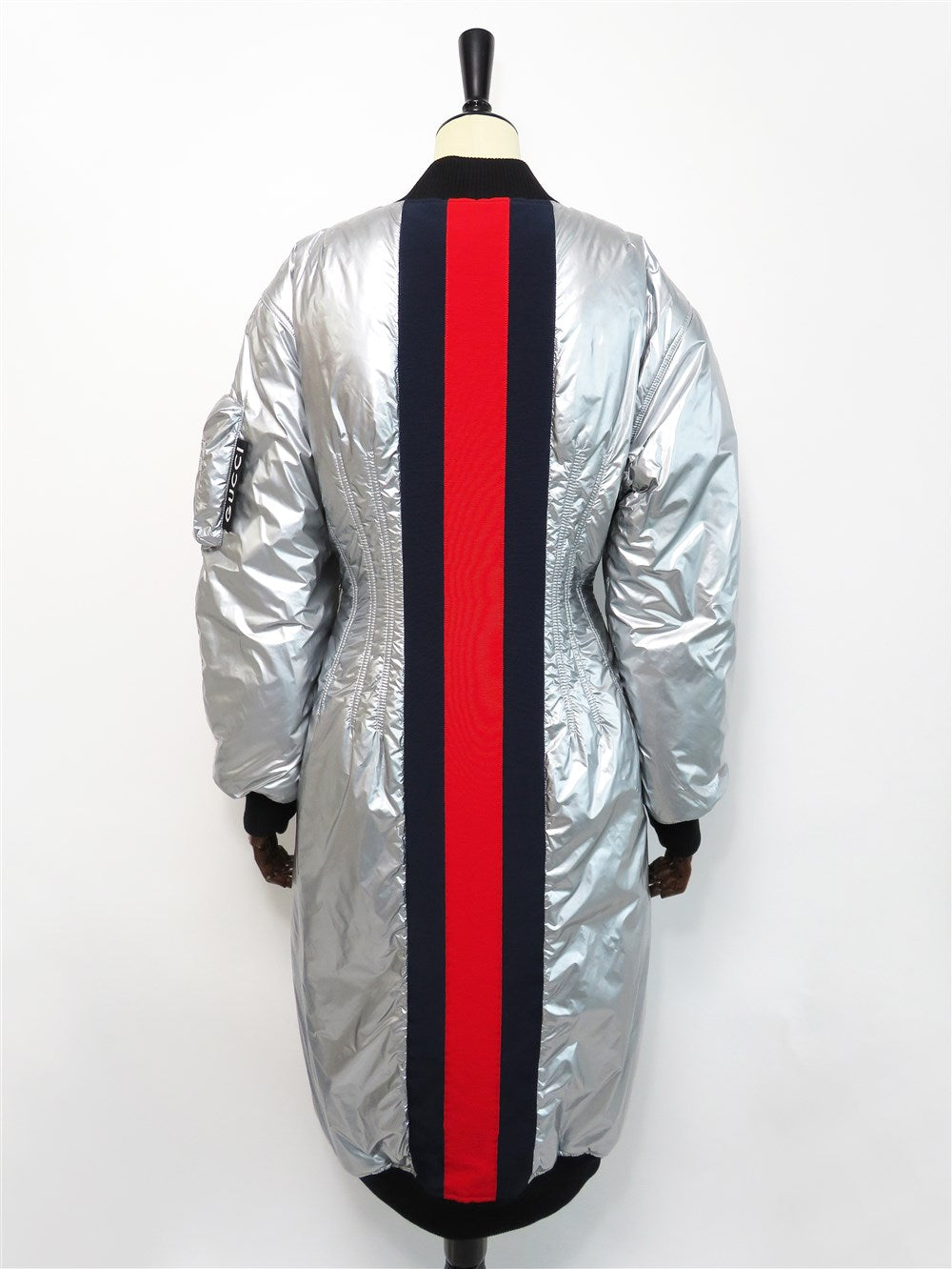 メタリック ナイロン 中綿 ロング コート