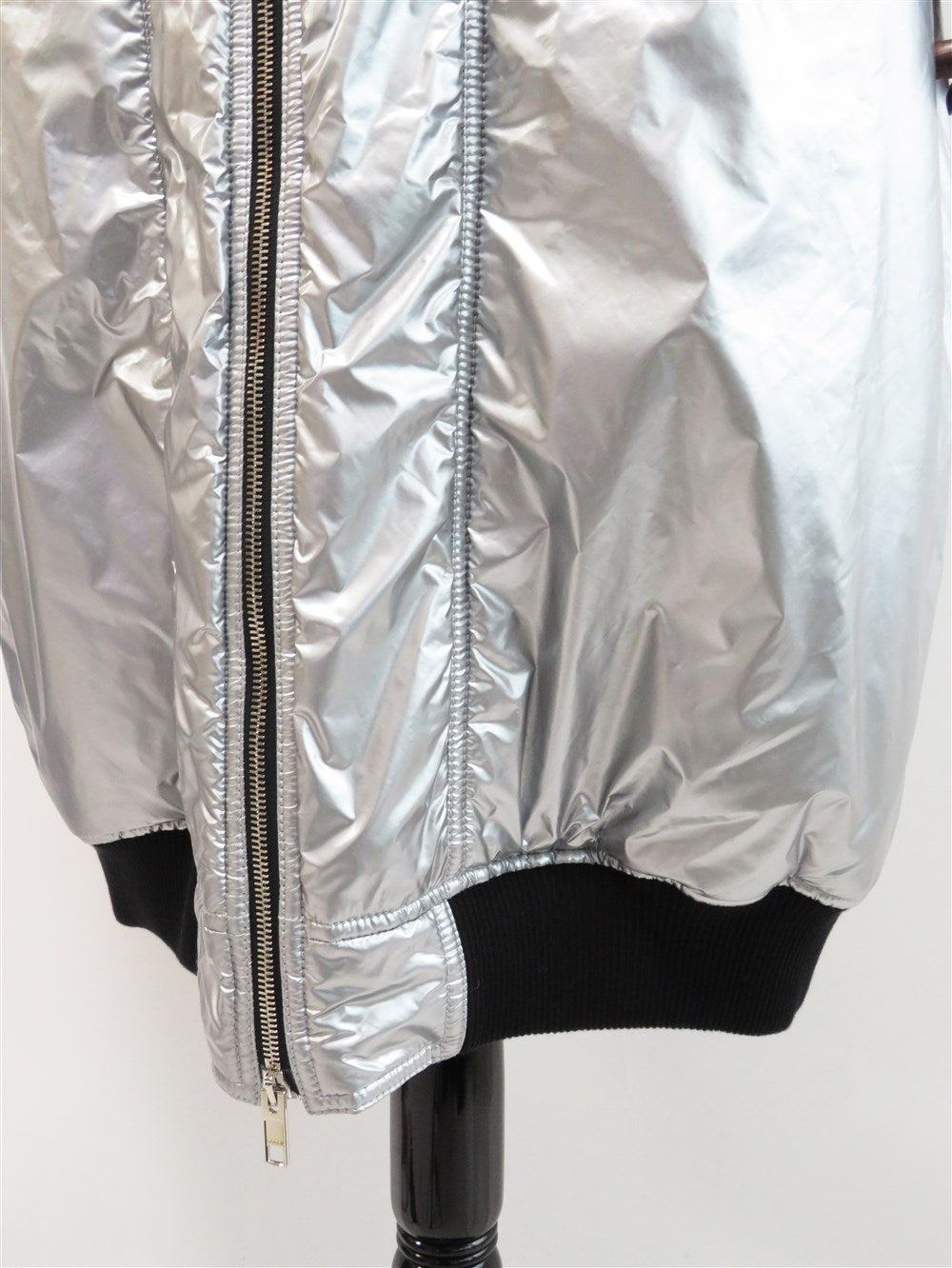 メタリック ナイロン 中綿 ロング コート