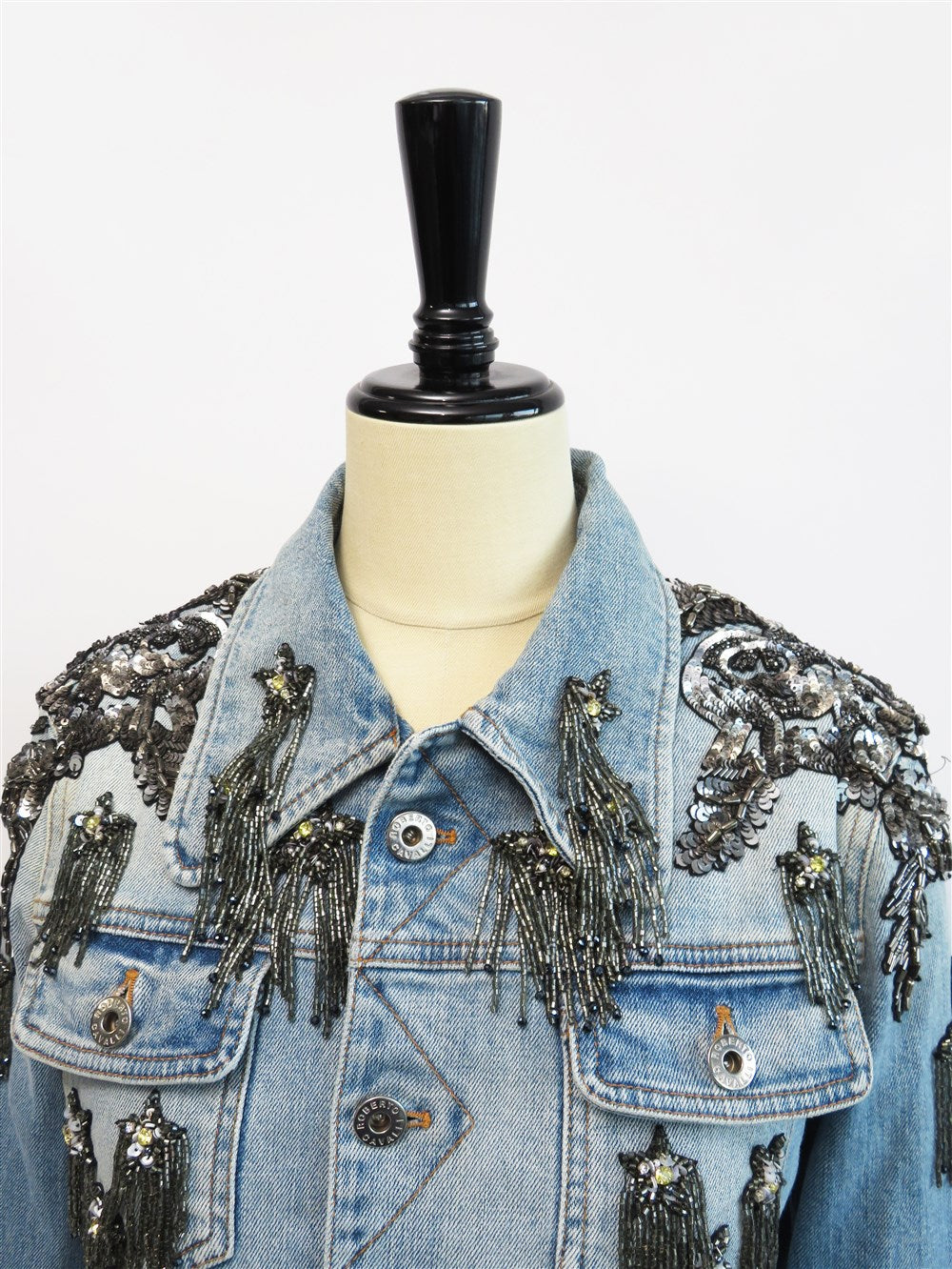 ビジュー装飾 デニム トラッカー ジャケット