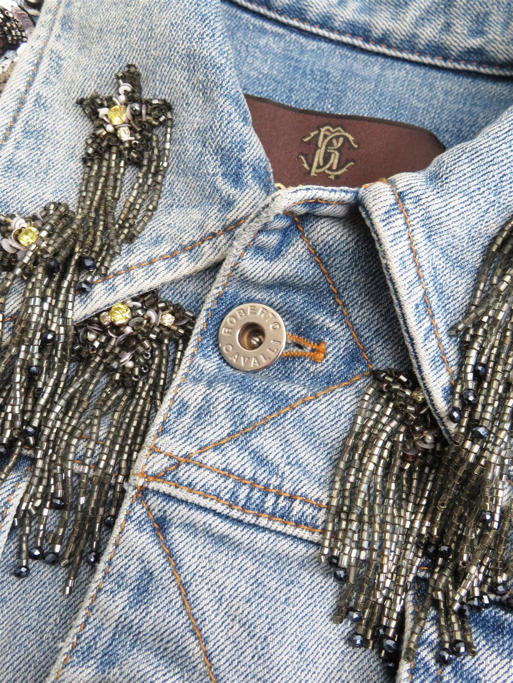 ビジュー装飾 デニム トラッカー ジャケット