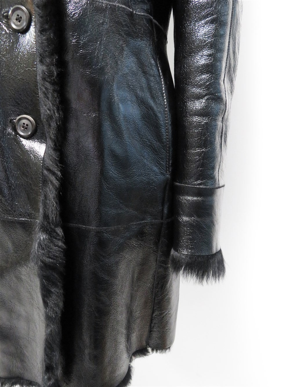 コーティングレザー ムートン コート