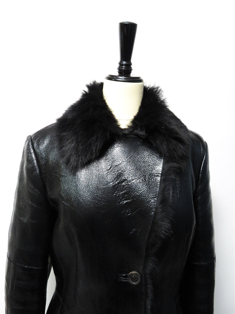 コーティングレザー ムートン コート