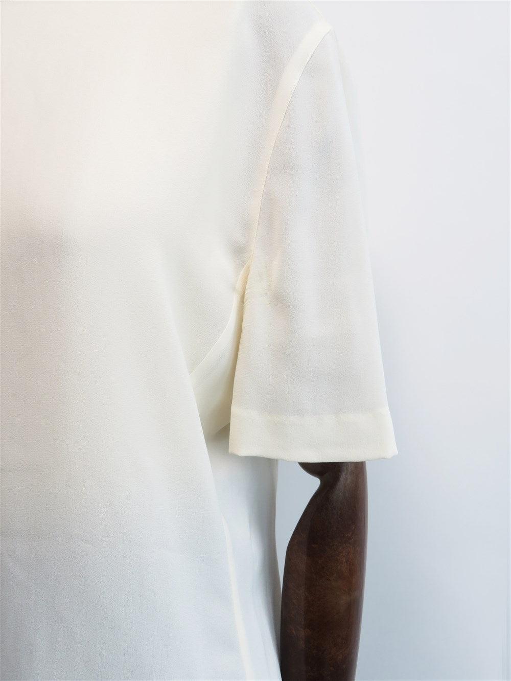 ノーカラー ショートスリーブ シルクシャツ