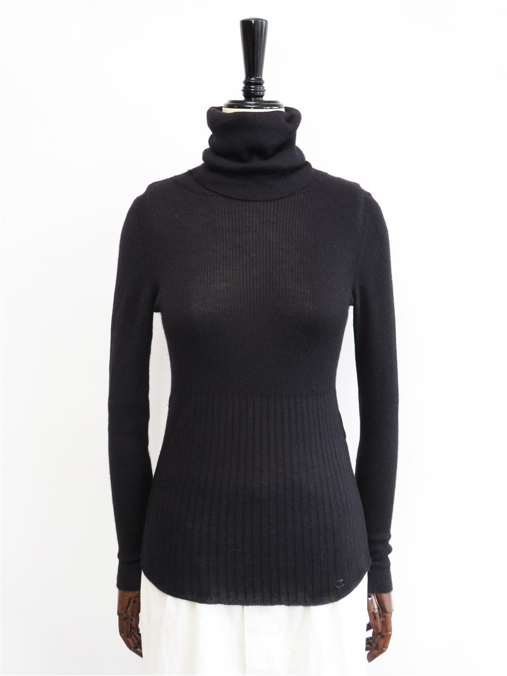 CC カシミヤ シルク タートルネック リブ ニット