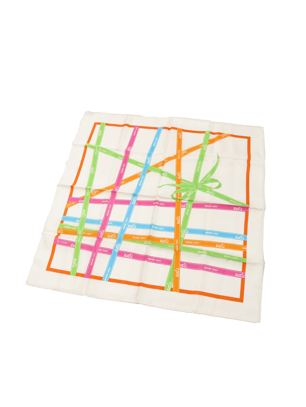 カレ45 ボルデュック リボン柄 スカーフ