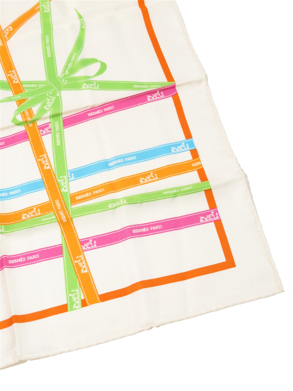 カレ45 ボルデュック リボン柄 スカーフ