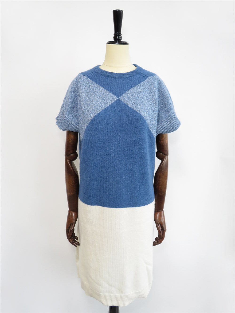 カシミヤ バイカラーニット ワンピース