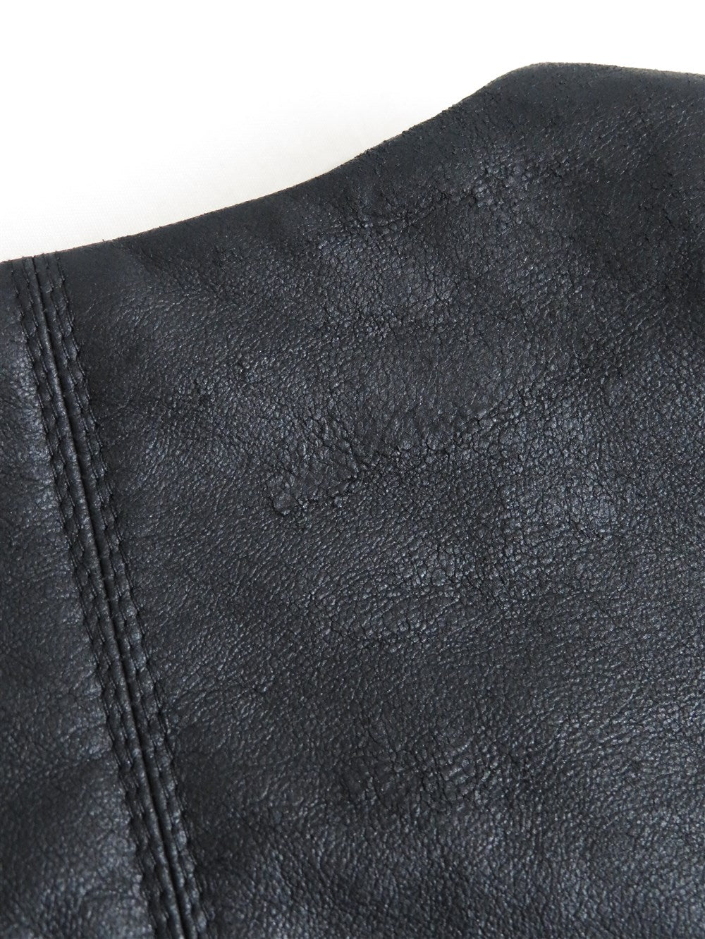 レザーコンビ ノーカラー ジャケット