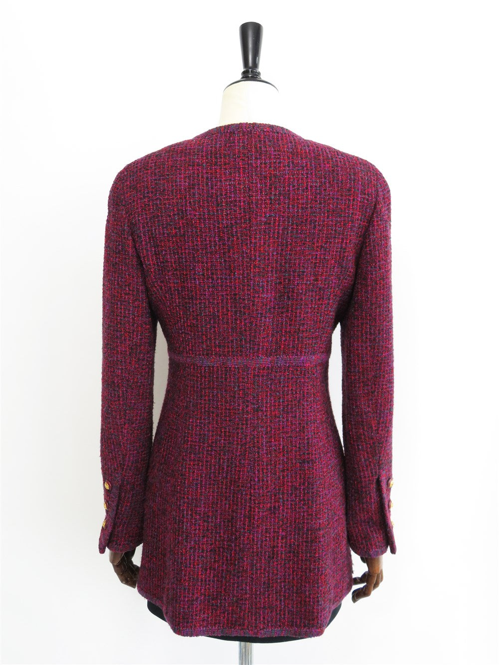 CC ノーカラー ダブルブレスト ロング ジャケット