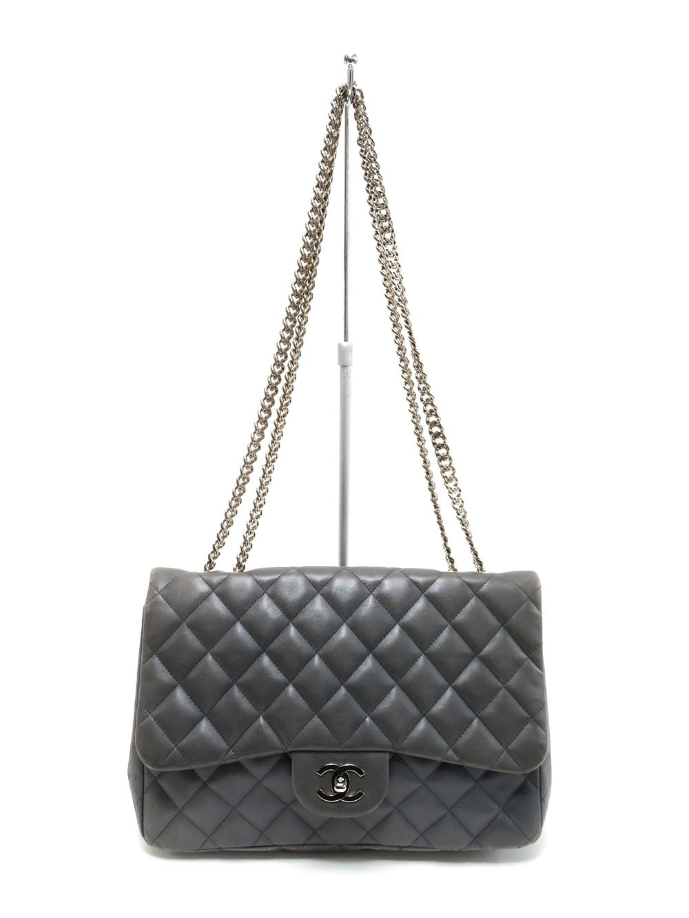 CHANEL デカマトラッセ（シルバー） CC デカマトラッセ シングルフラップ チェーンショルダー バック