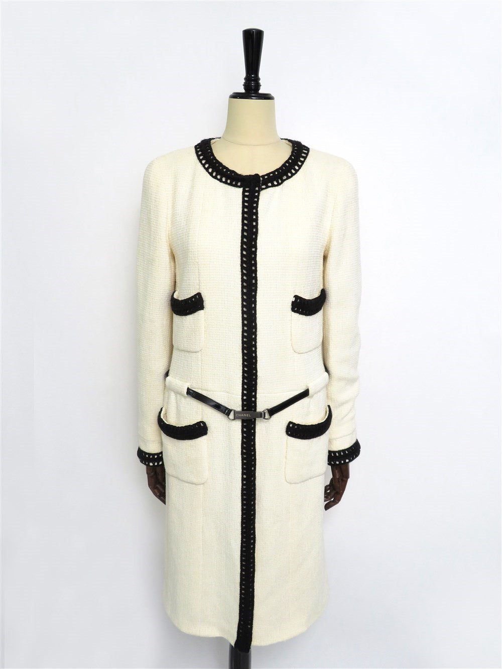 CC ツイード ノーカラー コート