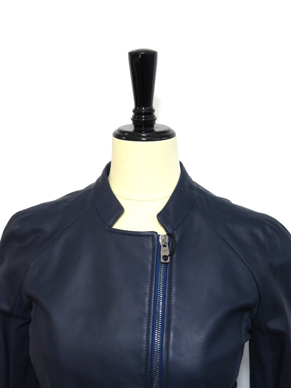 ラムレザー ニット 切替 シングル ジャケット