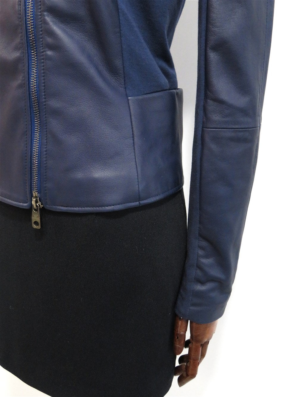 ラムレザー ニット 切替 シングル ジャケット