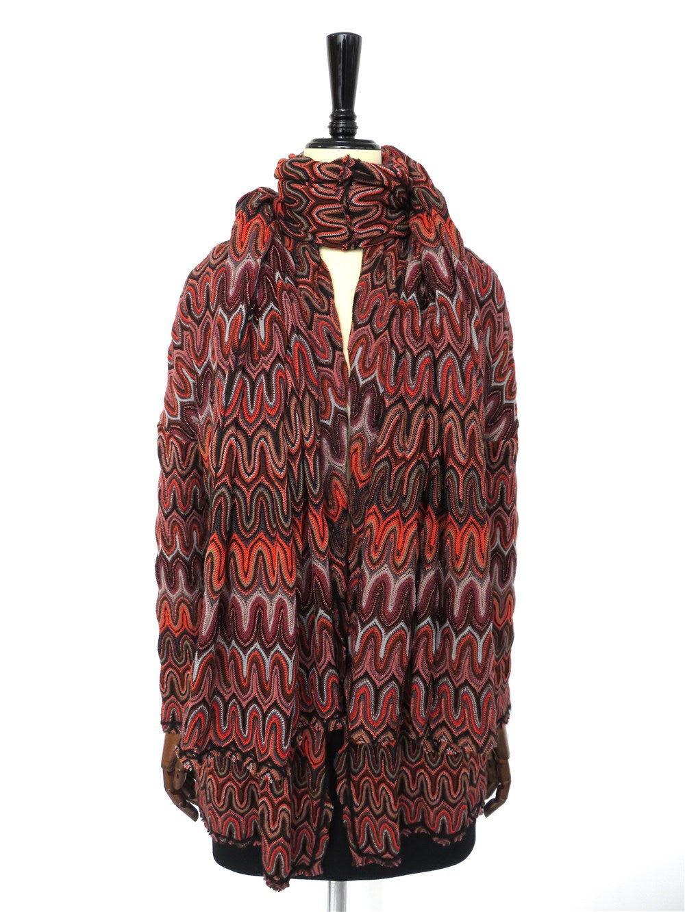 ウェーブ柄 カーディガン&ストール セット