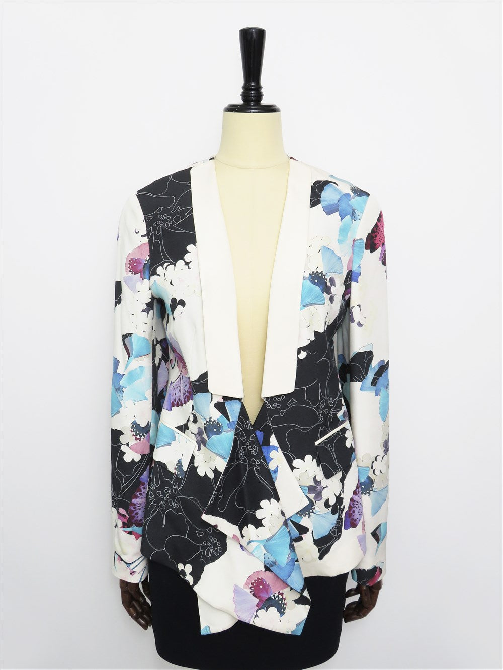 フローラルプリント シルク オープンフロント ジャケット