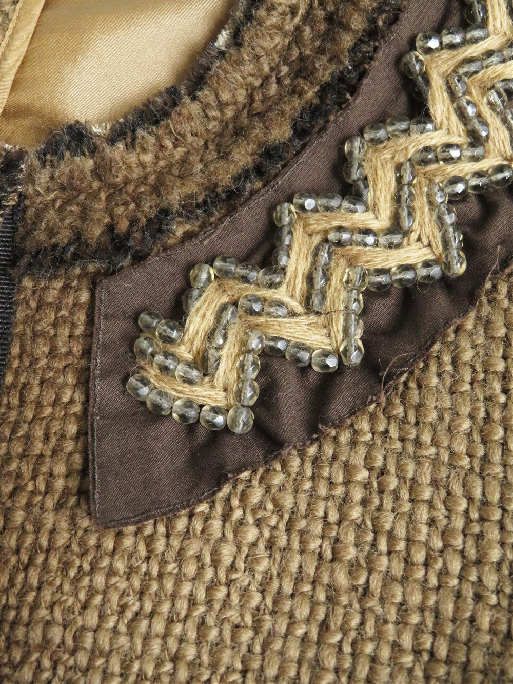 フリンジトリム ノーカラー ジャケット