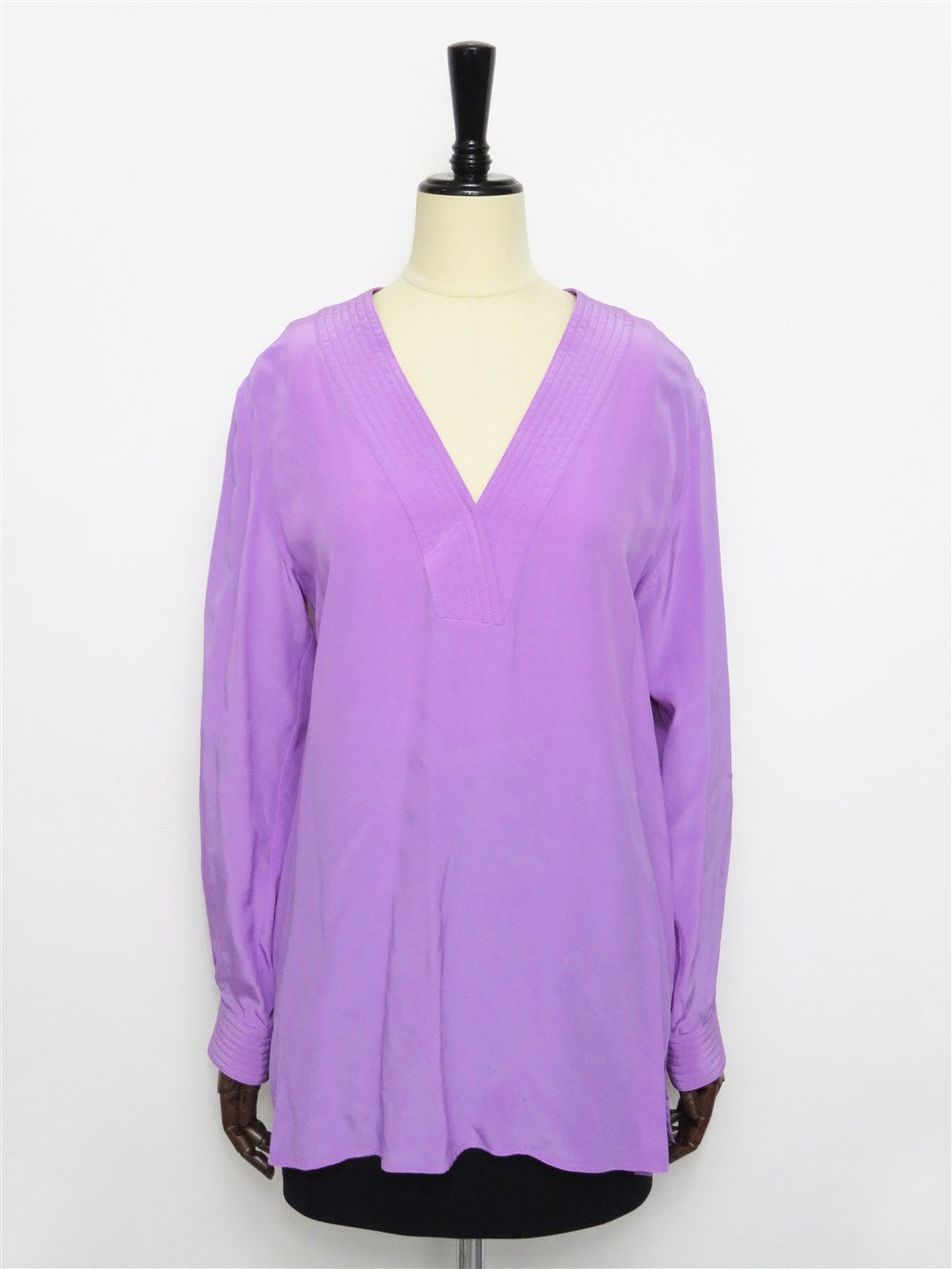 シルク Vネック ロングスリーブ ブラウス