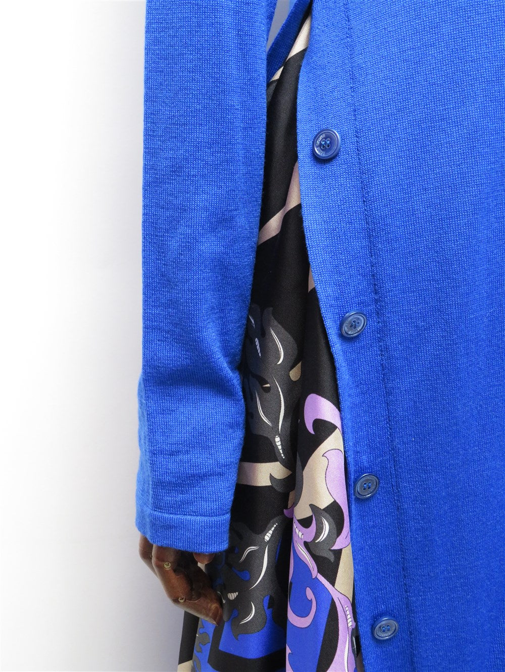 サイドボタン シルクプリント切替 ワンピース