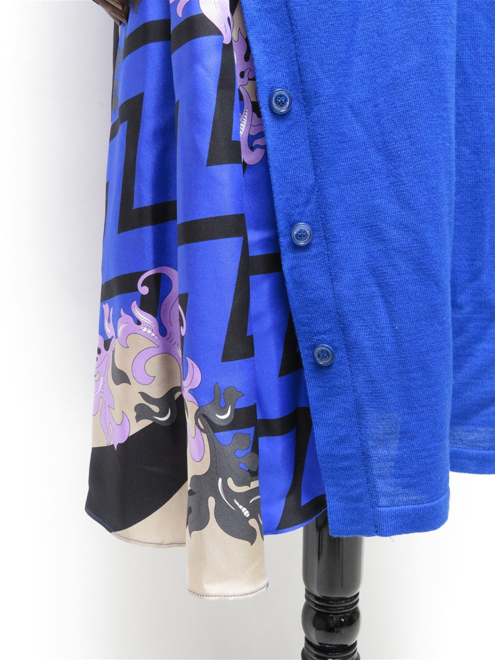 サイドボタン シルクプリント切替 ワンピース