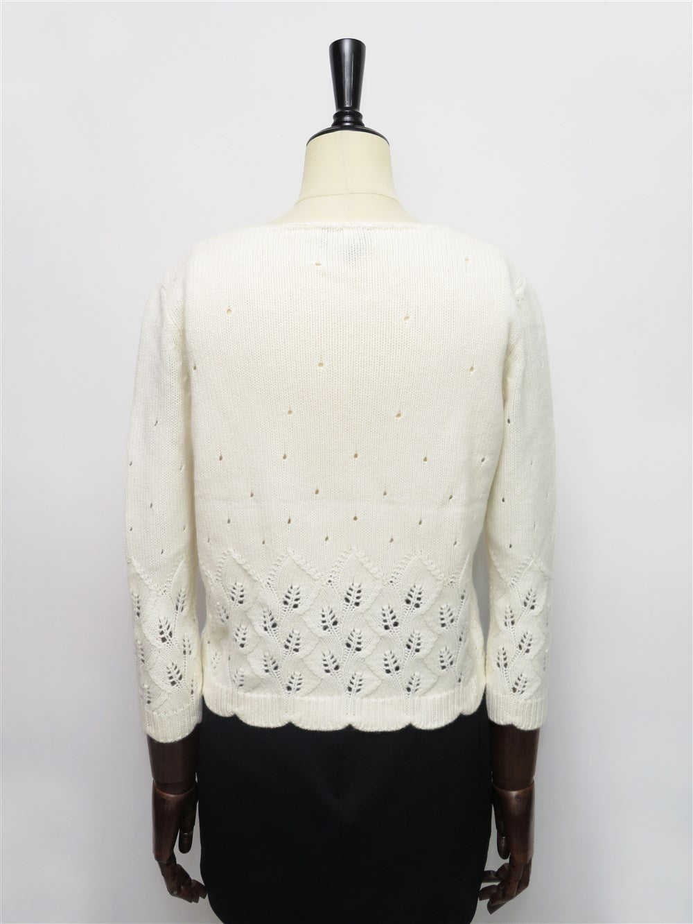 リーフ透かし編み カシミヤ ニット プルオーバー