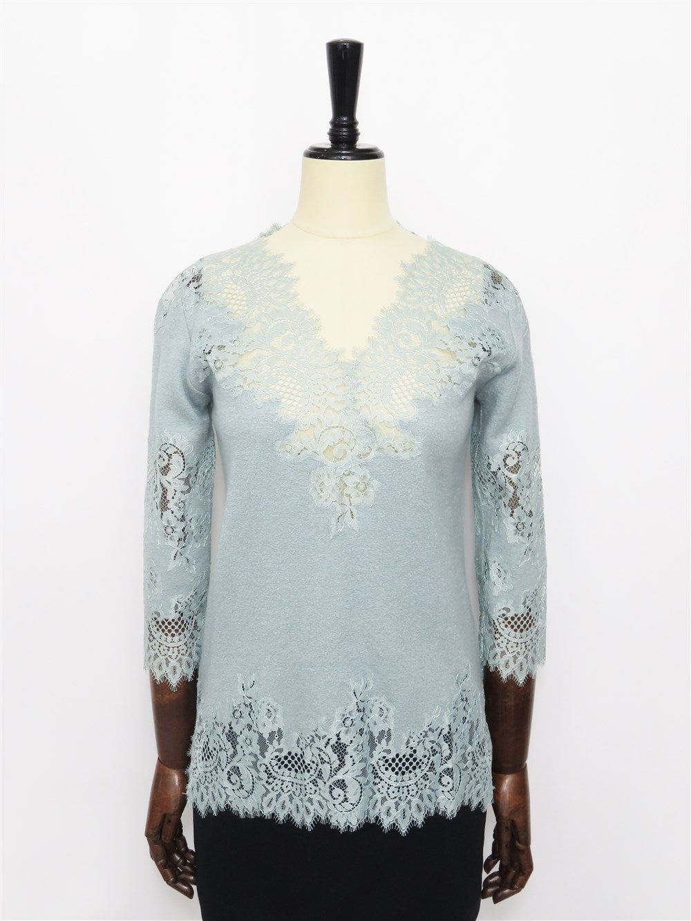 レース切替 ソフトタッチニット プルオーバー