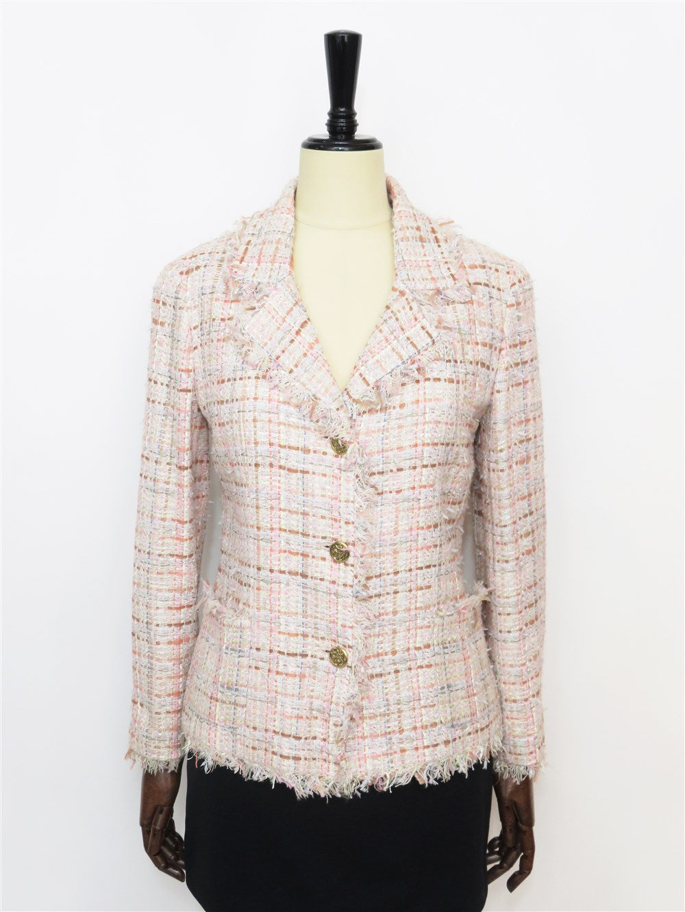 CC パステルミックス ツイード フリンジ ジャケット