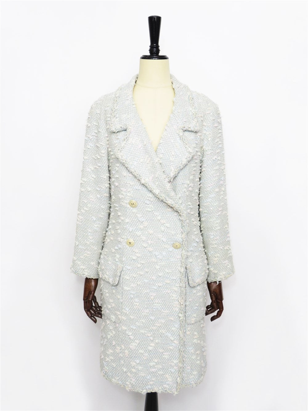 CC パステルツイード ロングジャケット コート