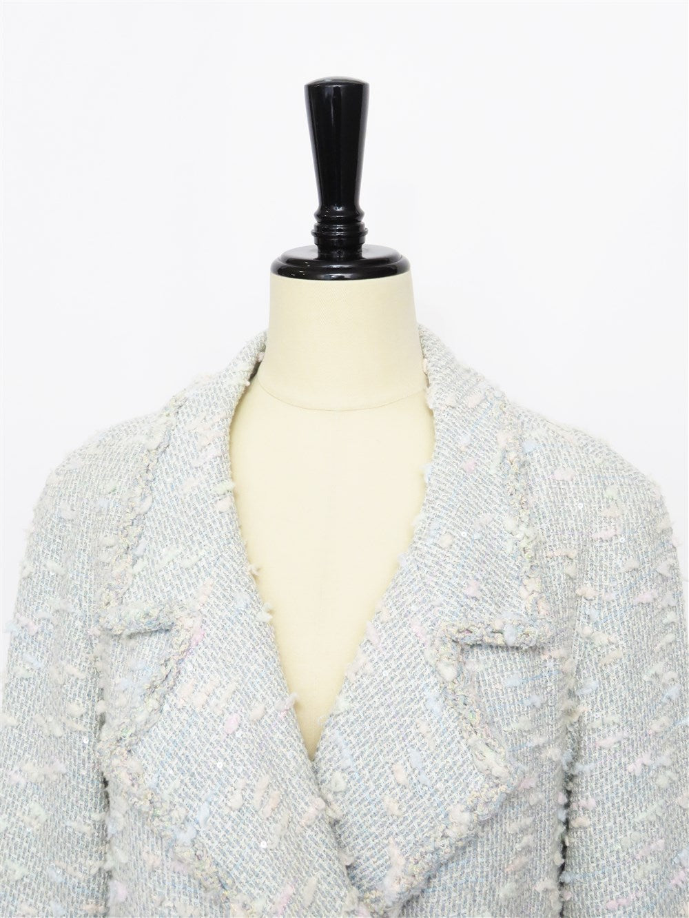 CC パステルツイード ロングジャケット コート