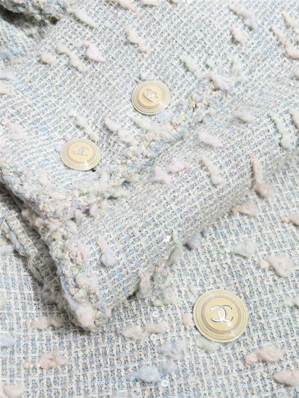 CC パステルツイード ロングジャケット コート