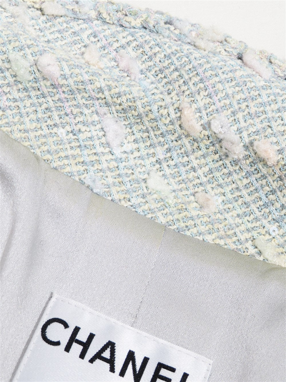 CC パステルツイード ロングジャケット コート