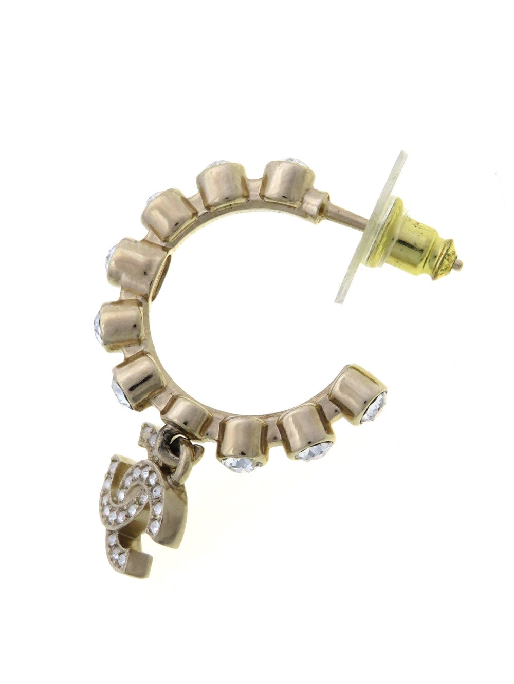 CC ドロップチャーム ラインストーン フープピアス