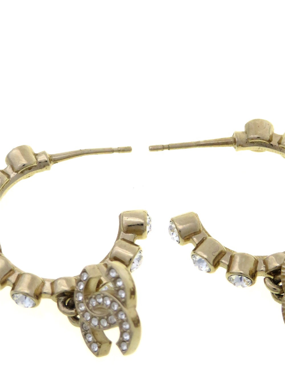 CC ドロップチャーム ラインストーン フープピアス