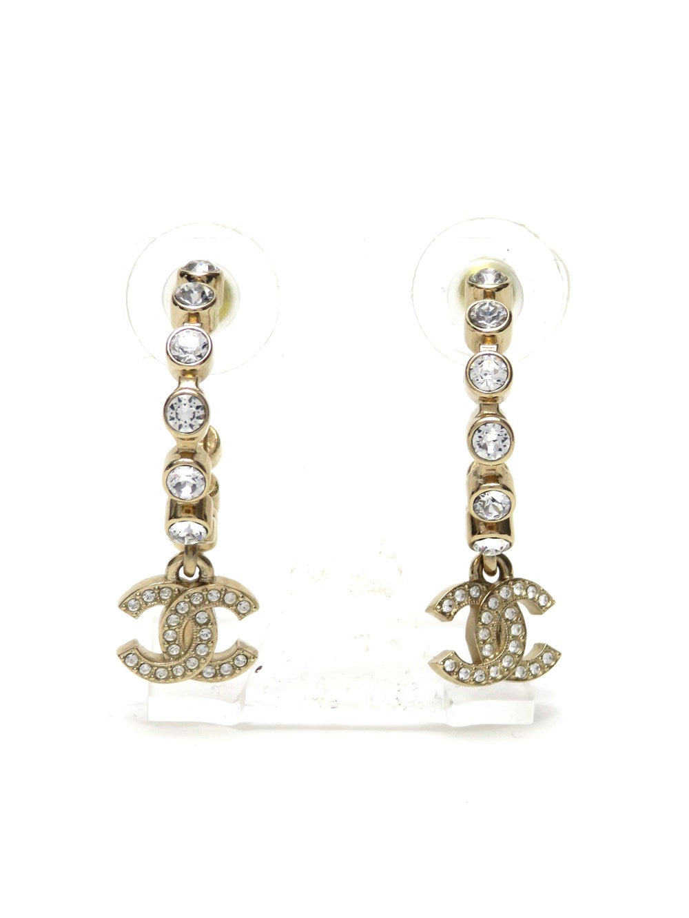 CC ドロップチャーム ラインストーン フープピアス