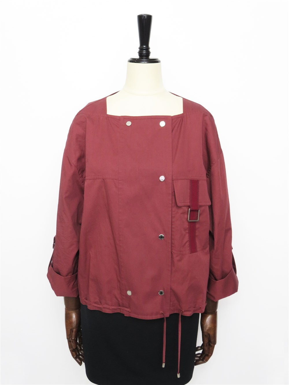 コットン スクエアネック ドローストリング ジャケット