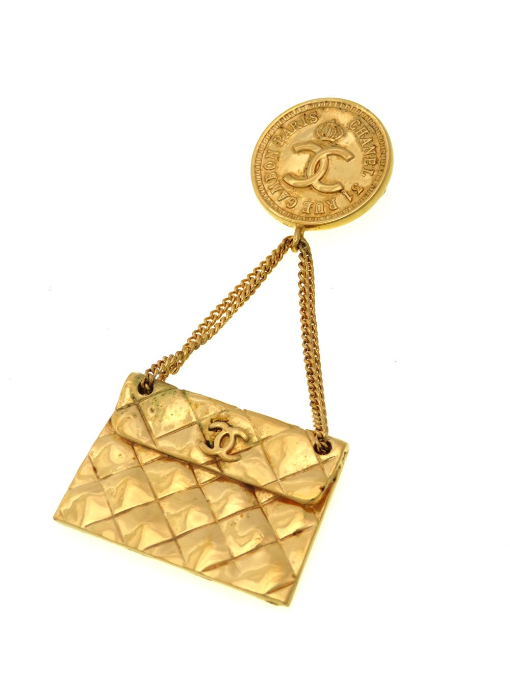 CC ヴィンテージ マトラッセバッグ モチーフ チェーン ブローチ