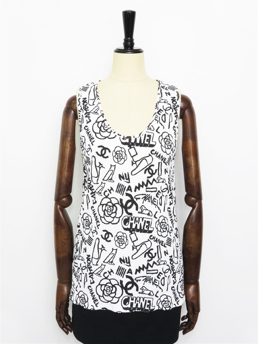 CC ココマーク カメリア グラフィックプリント ノースリーブ トップス