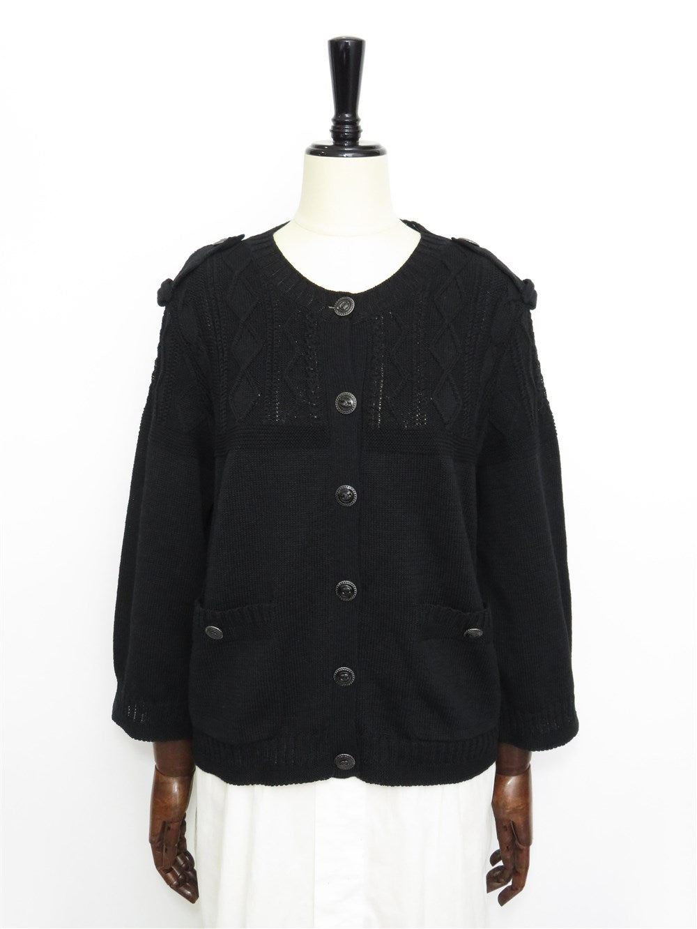 CC ココマークボタン ケーブル編み ニット カーディガン