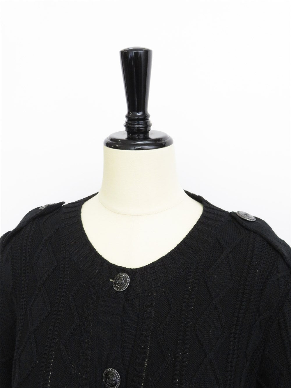 CC ココマークボタン ケーブル編み ニット カーディガン