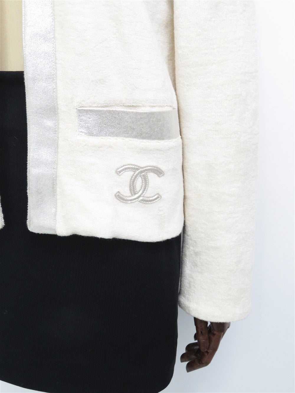 CC スポーツライン レザーパイピング ノーカラー ジャケット 08P