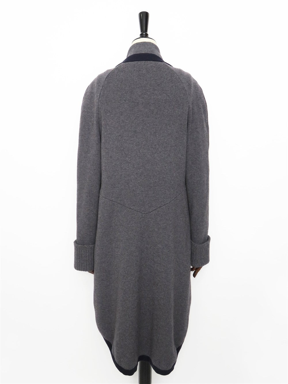 CC バイカラートリム ラペル 燕尾 ニット コート