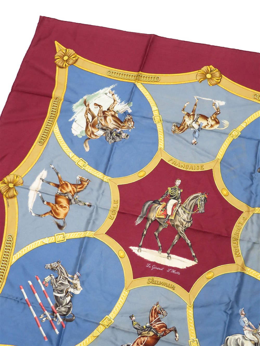 カレ90 Le General L'Hotte フランス国立乗馬学校 シルク スカーフ