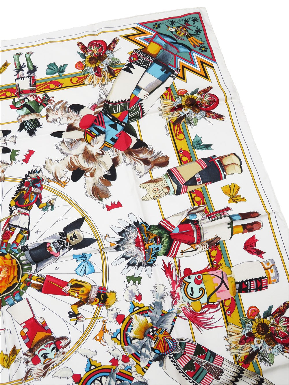 カレ90 Kachinas カチナ ホピ族 シルク スカーフ