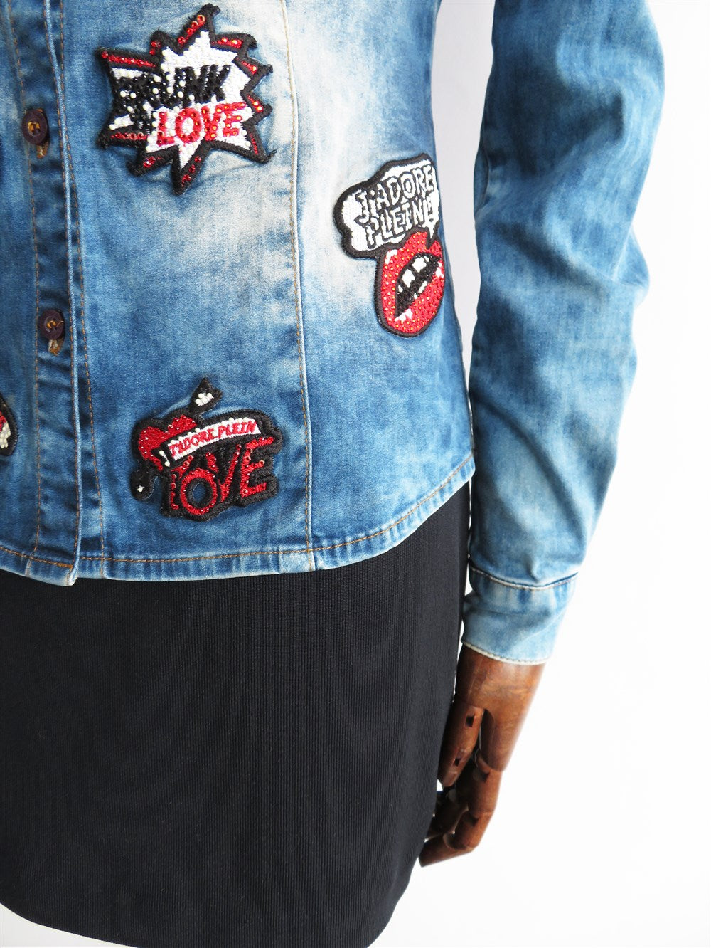 PHILIPP PLEIN リップワッペン ダンガリー シャツ