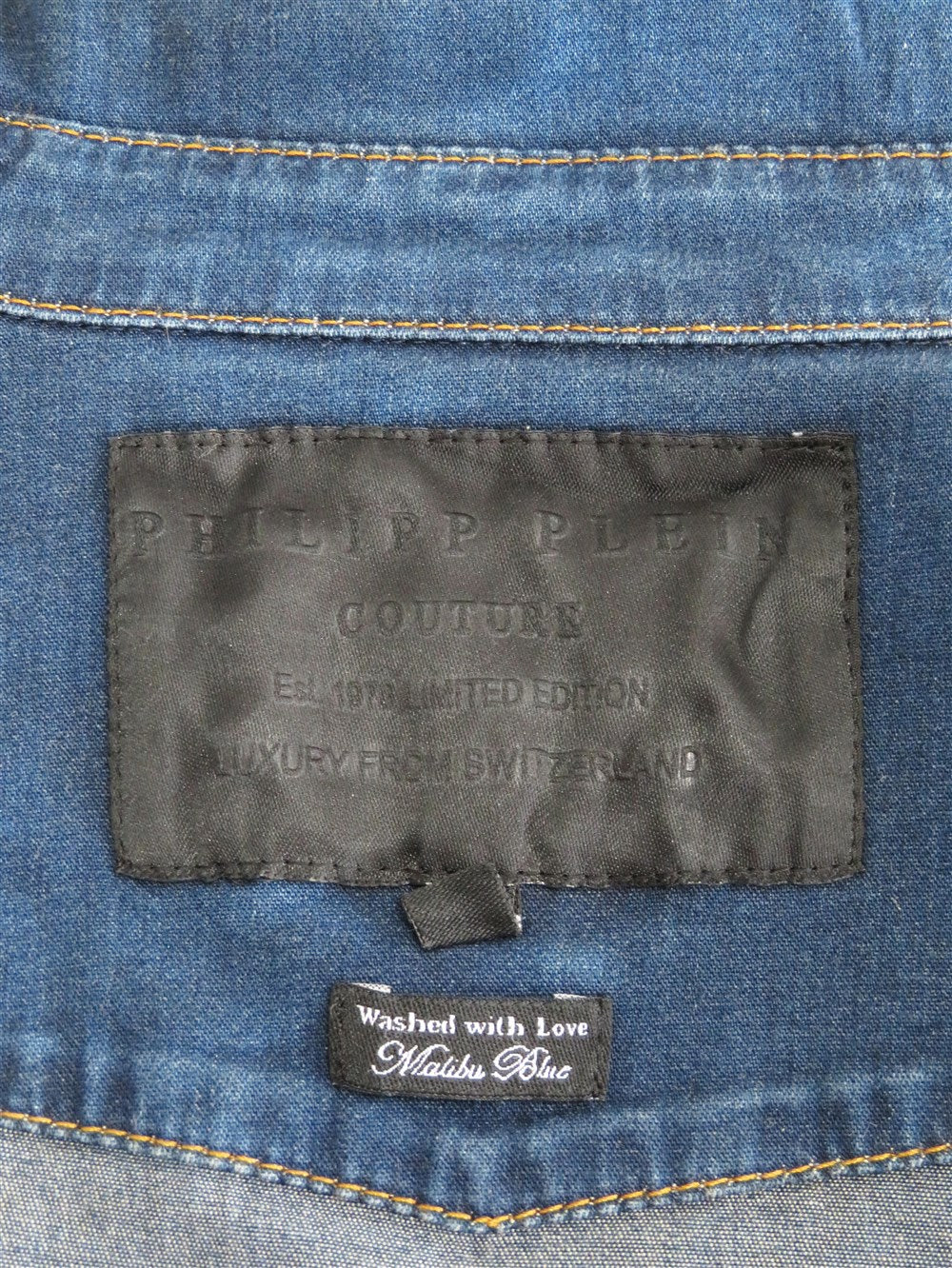 PHILIPP PLEIN リップワッペン ダンガリー シャツ