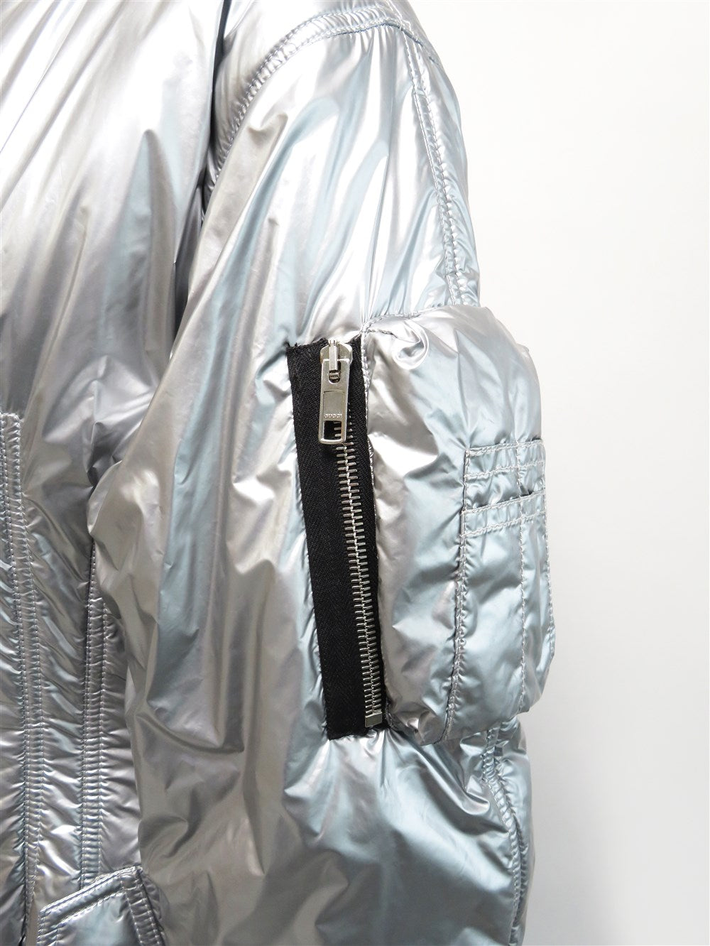 メタリック ナイロン 中綿 ロング コート