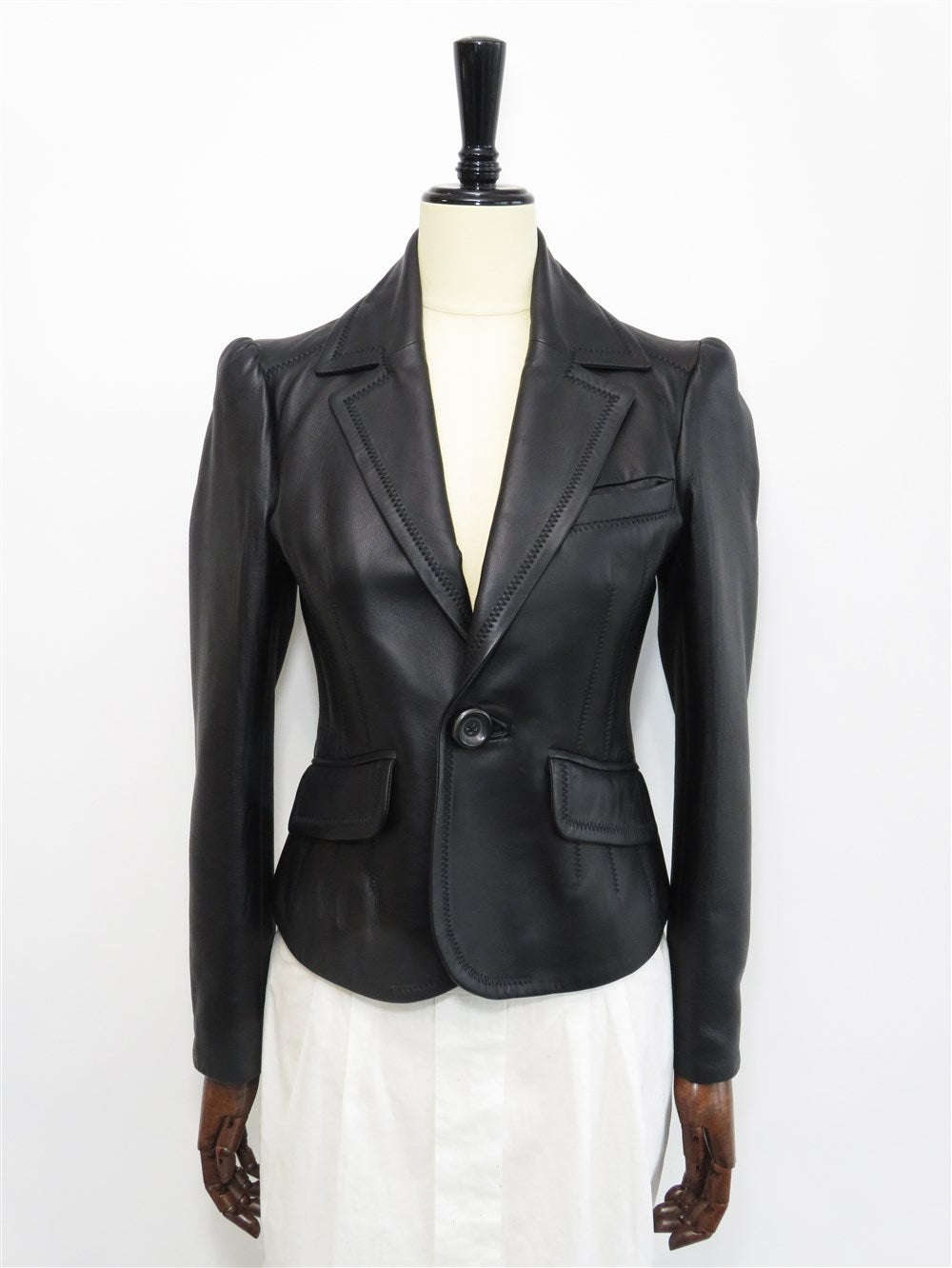 ステッチデザイン レザー ジャケット